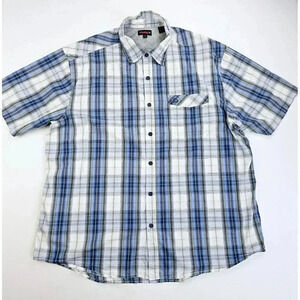 Wolverine Size 2XL Embroidered Pocket Logo Back Vents Blue White Yellow Check